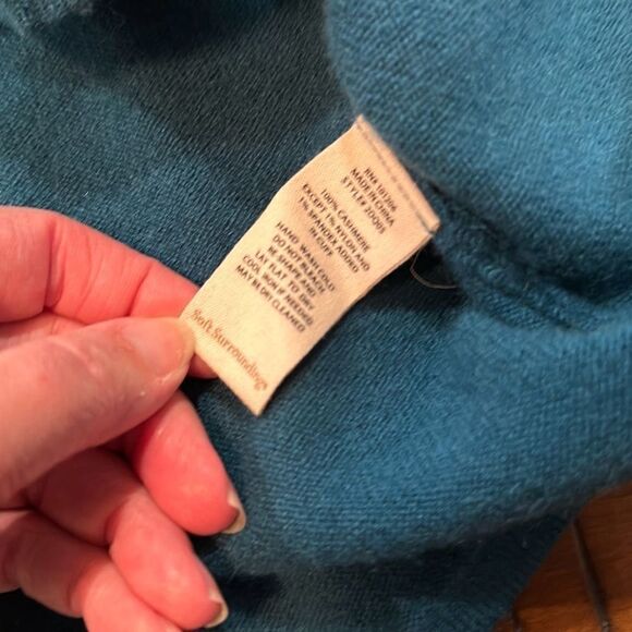 Soft Surroundings Etta teal blue green cashmere sweater S v-neck - Picture 4 of 8